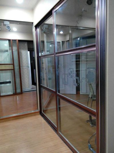 铝合金门窗安装移门不锈钢包边玻璃隔断