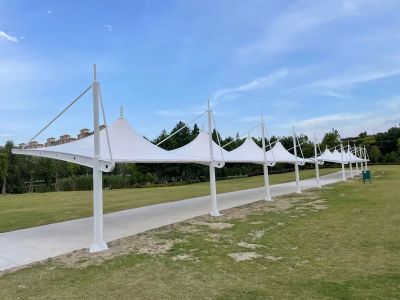 膜结构停车棚活动推拉棚手摇棚伸缩棚园林景观棚