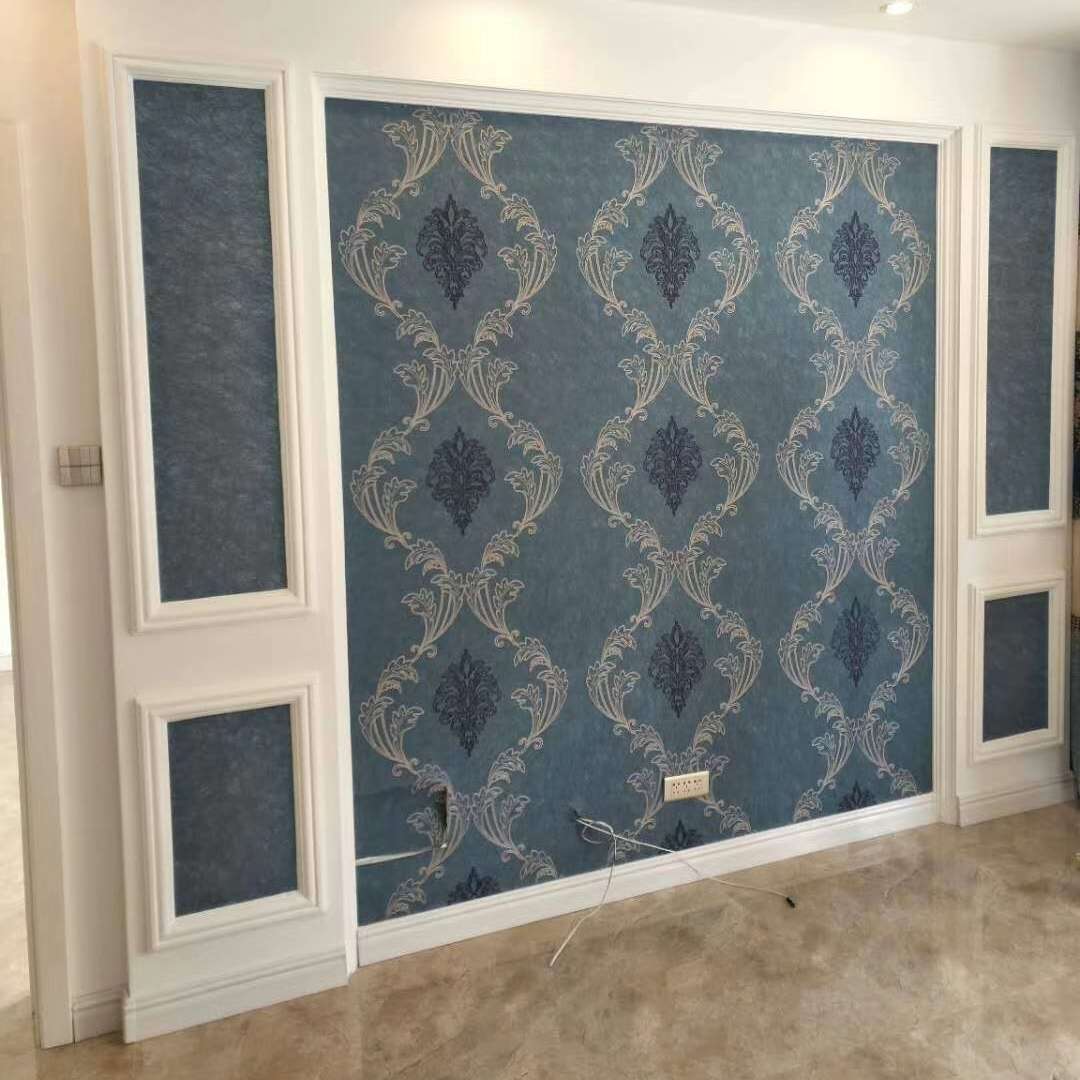 蓝绣墙布窗帘