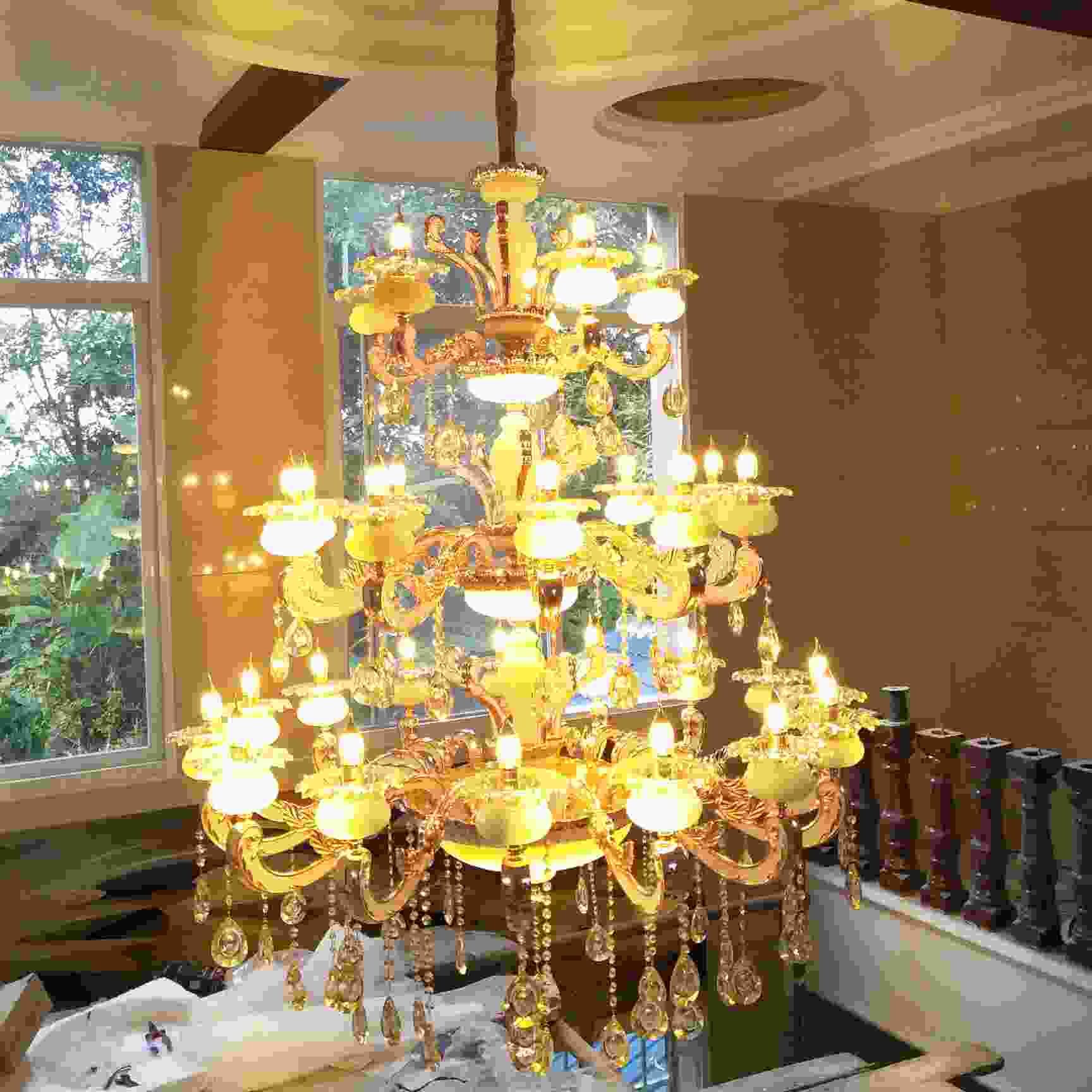 资中滨江华府售楼部大厅灯，安装过程。