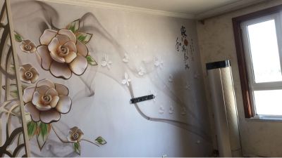 贴壁纸壁布画